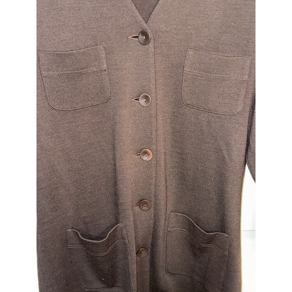 NWT Pendleton Brown 100% Wool Button Up Long Sleeve Long Cardigan Size Medium‎ - Picture 2 of 7